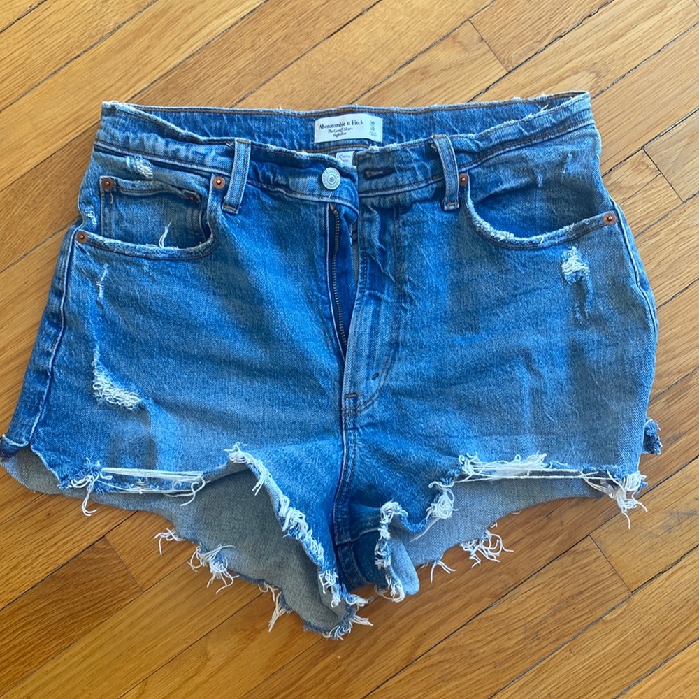 Abercrombie & Fitch Distressed Blue Denim Jean Shorts